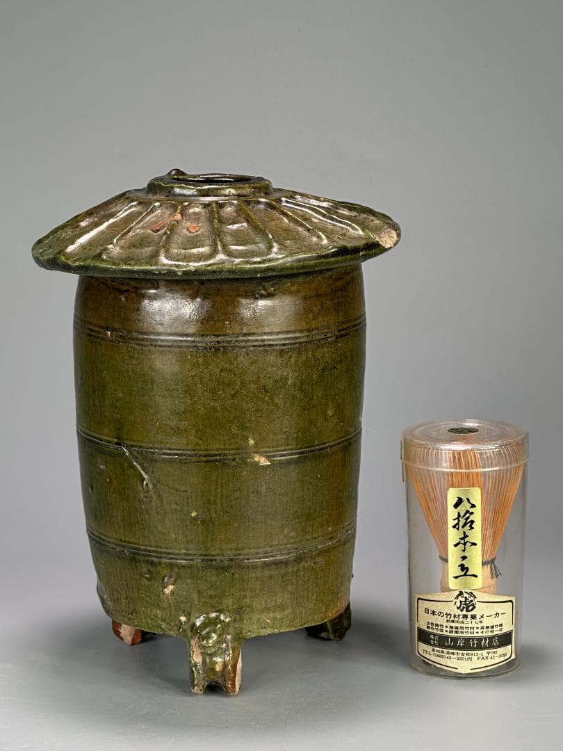 中国古代美術 東漢 漢時代 緑釉陶倉 穀倉形器 三足 出土古