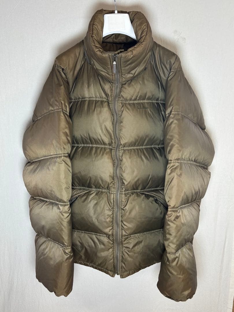 L.L.Bean ダウンジャケット メンズL ブラウン 刺繍ロゴ リップストップ