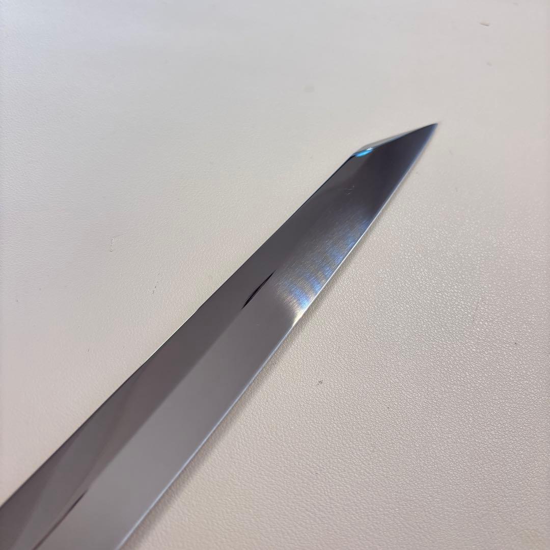 270mm 切付柳刃包丁 鏡面 黒檀黒水牛八角柄 刺身包丁 【全鋼】'