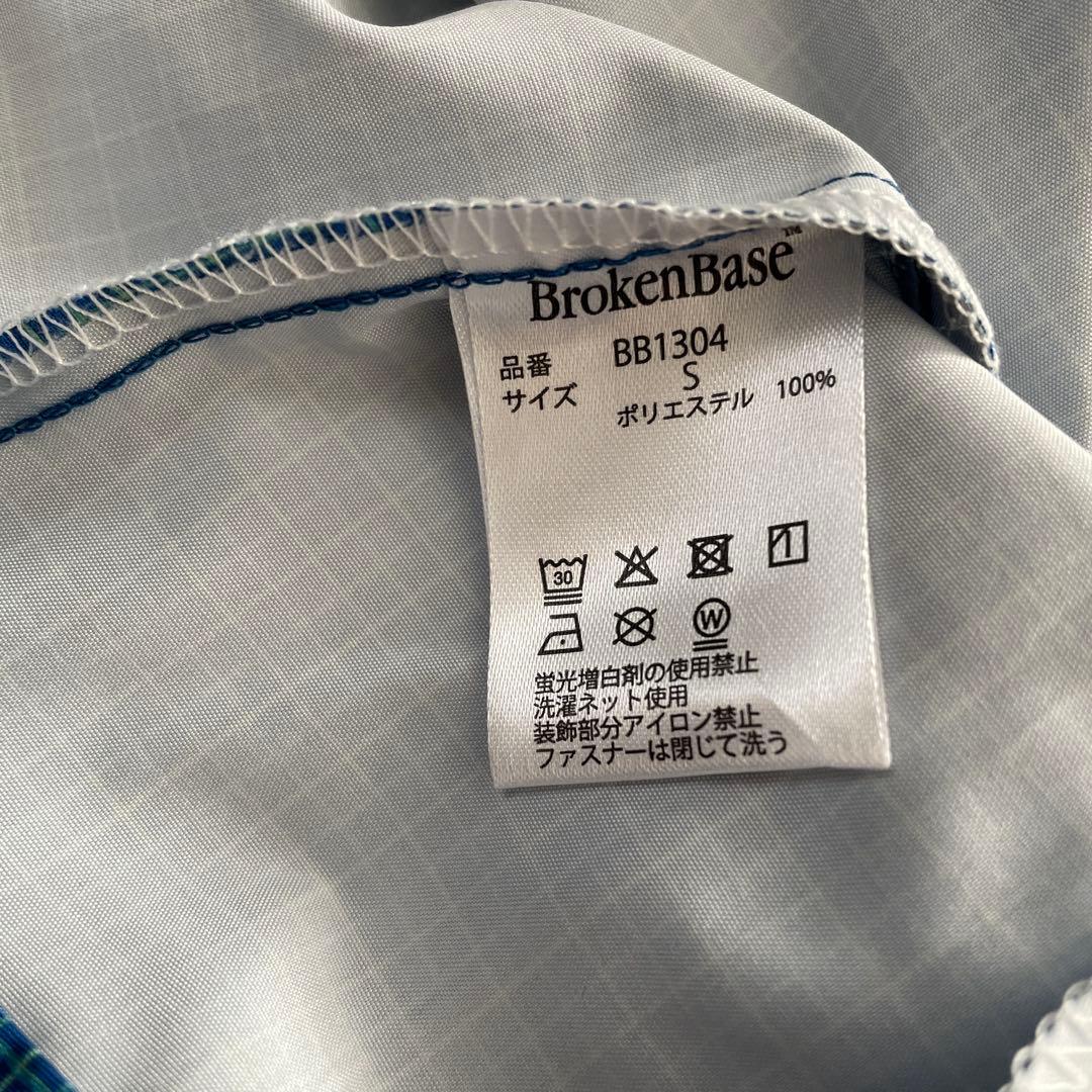 新品未使用！BrokenBase ナイロンジャケット 青 チェック柄 フード付き