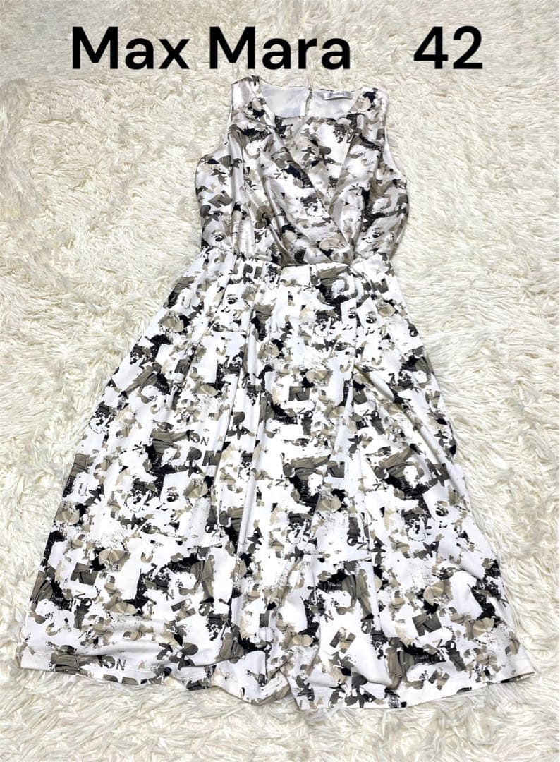 マックスマーラ 美品 白タグ シルク ワンピース ドレス 大きいサイズ