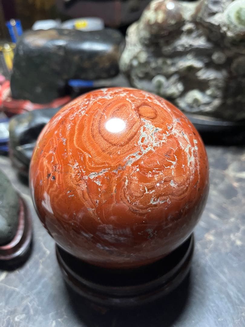 佐渡赤玉石、11センチ赤玉石球体、鑑賞石 パワーストーン、水石、日本