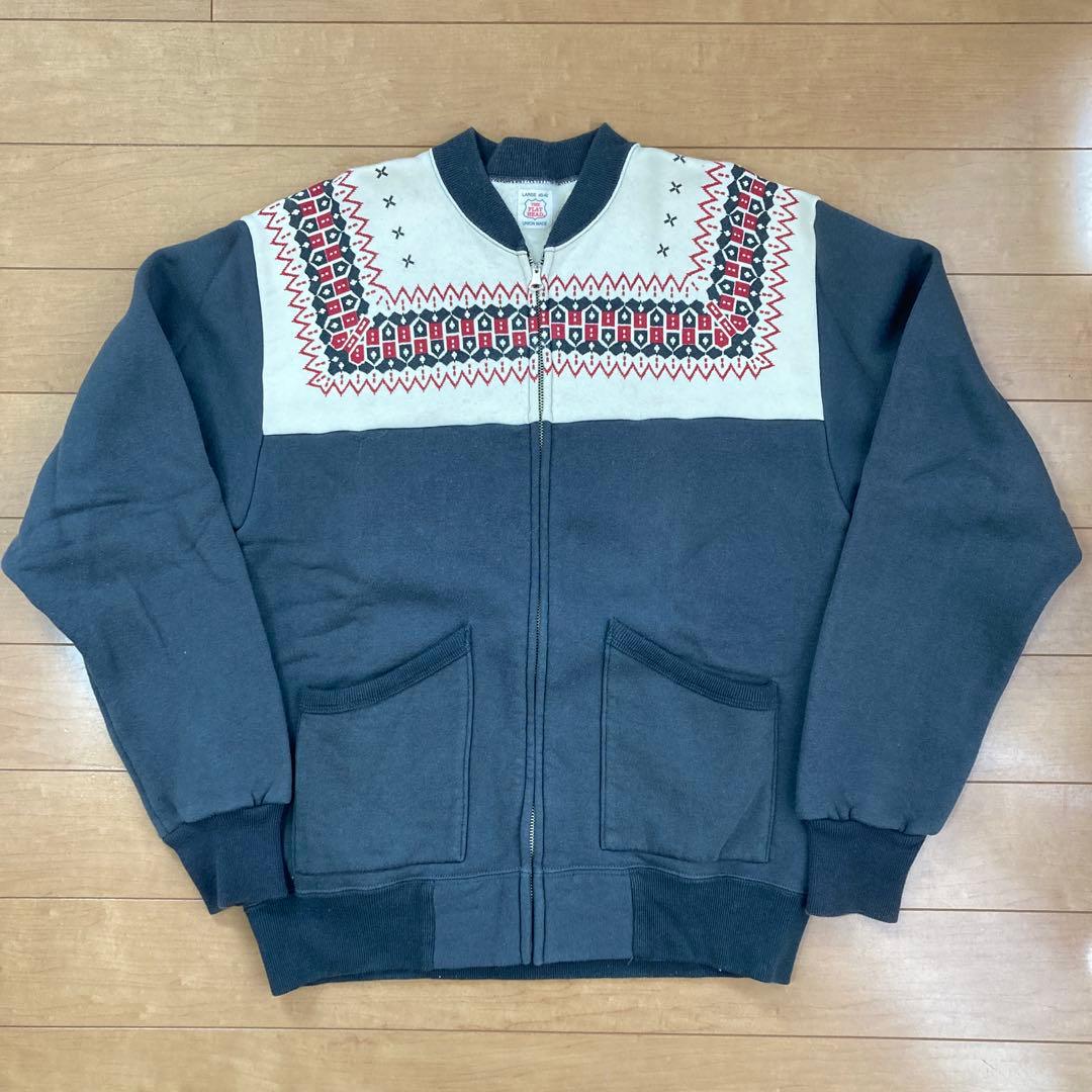 THE FLAT HEAD 刺繍デザイン ジップアップスウェット L
