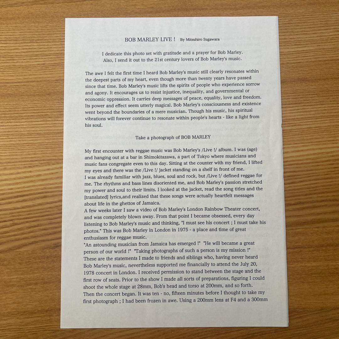 \"美品\" BOB MARLEY LIVE! 写真集