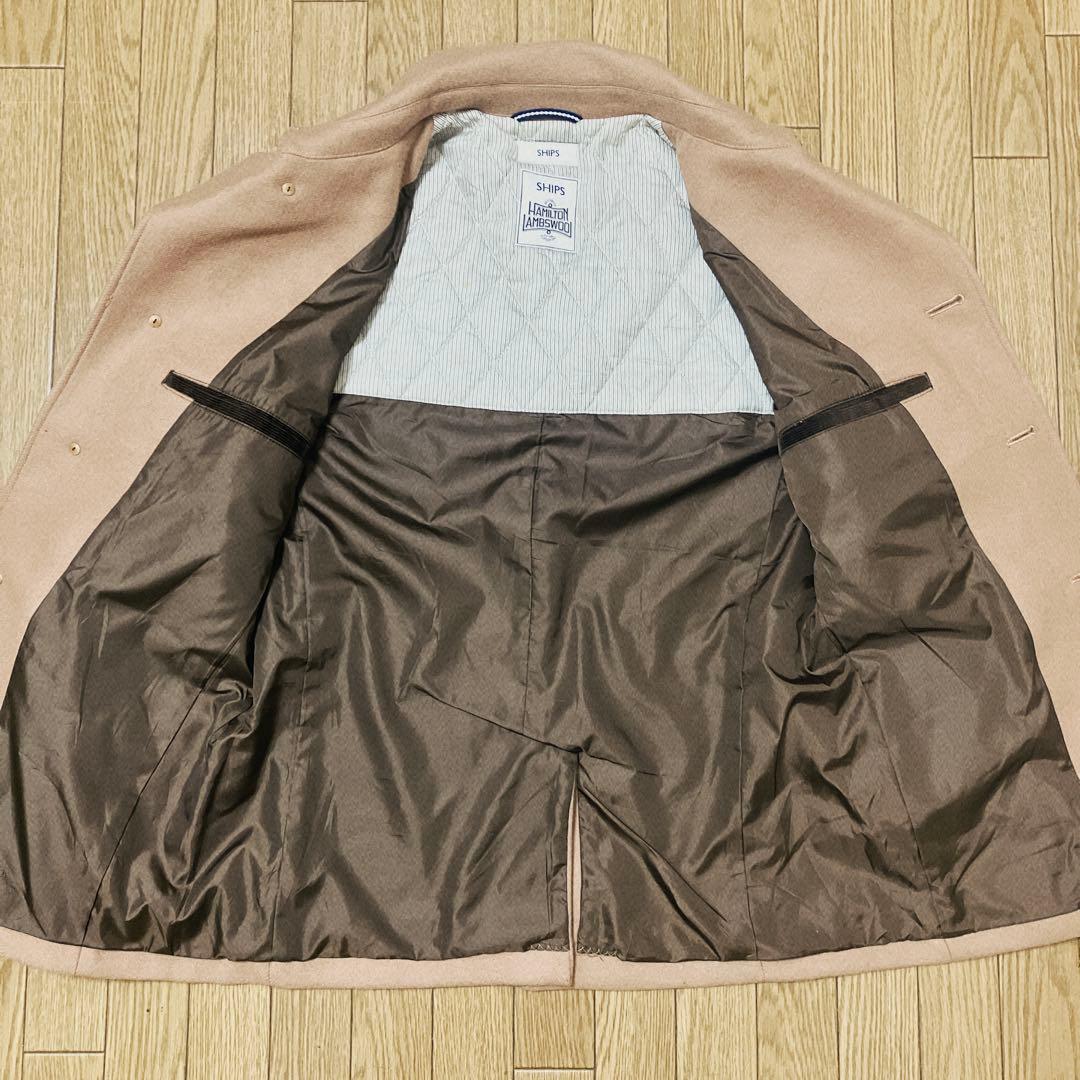 美品 シップス×ハミルトン 高級メルトンウールショートコートS キャメル