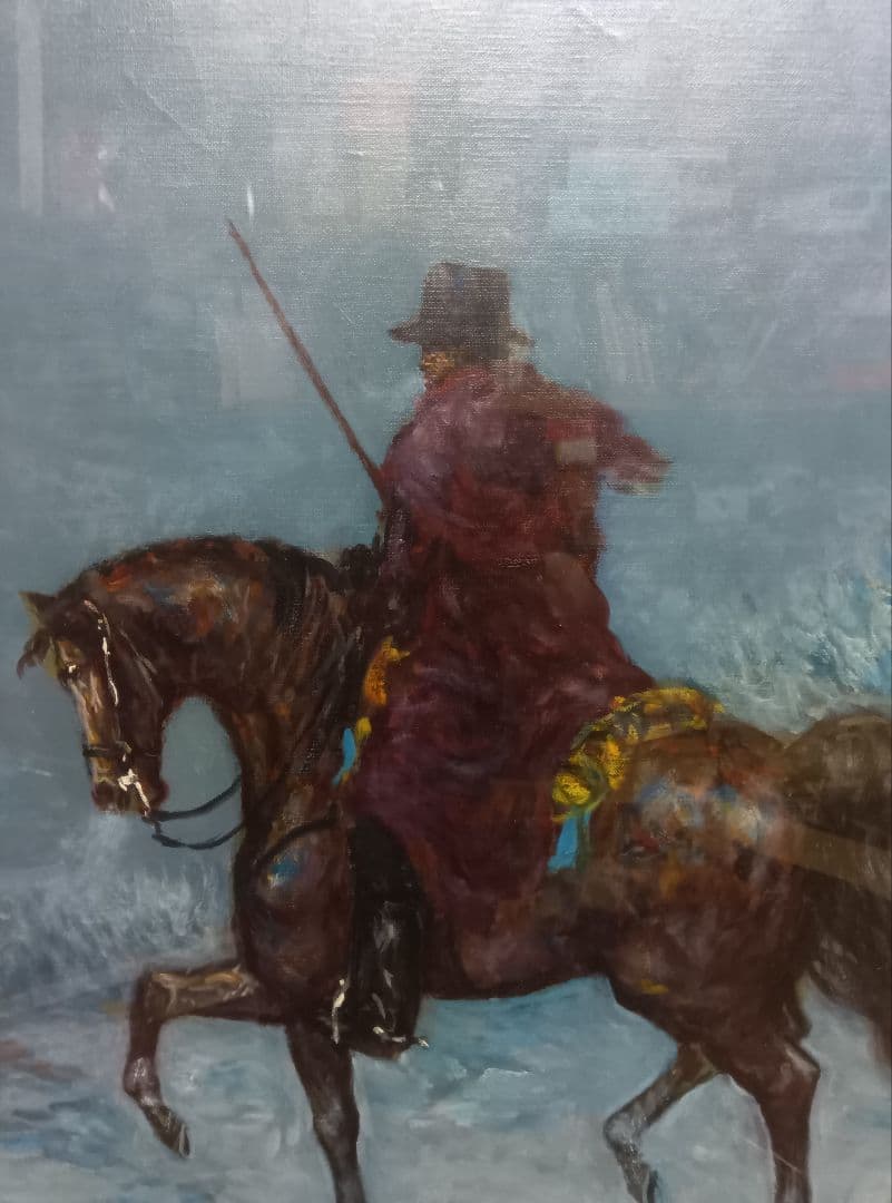 絵画油絵 イタリアの画家 ジョンフランシスゴンザガ タイトル馬と騎手