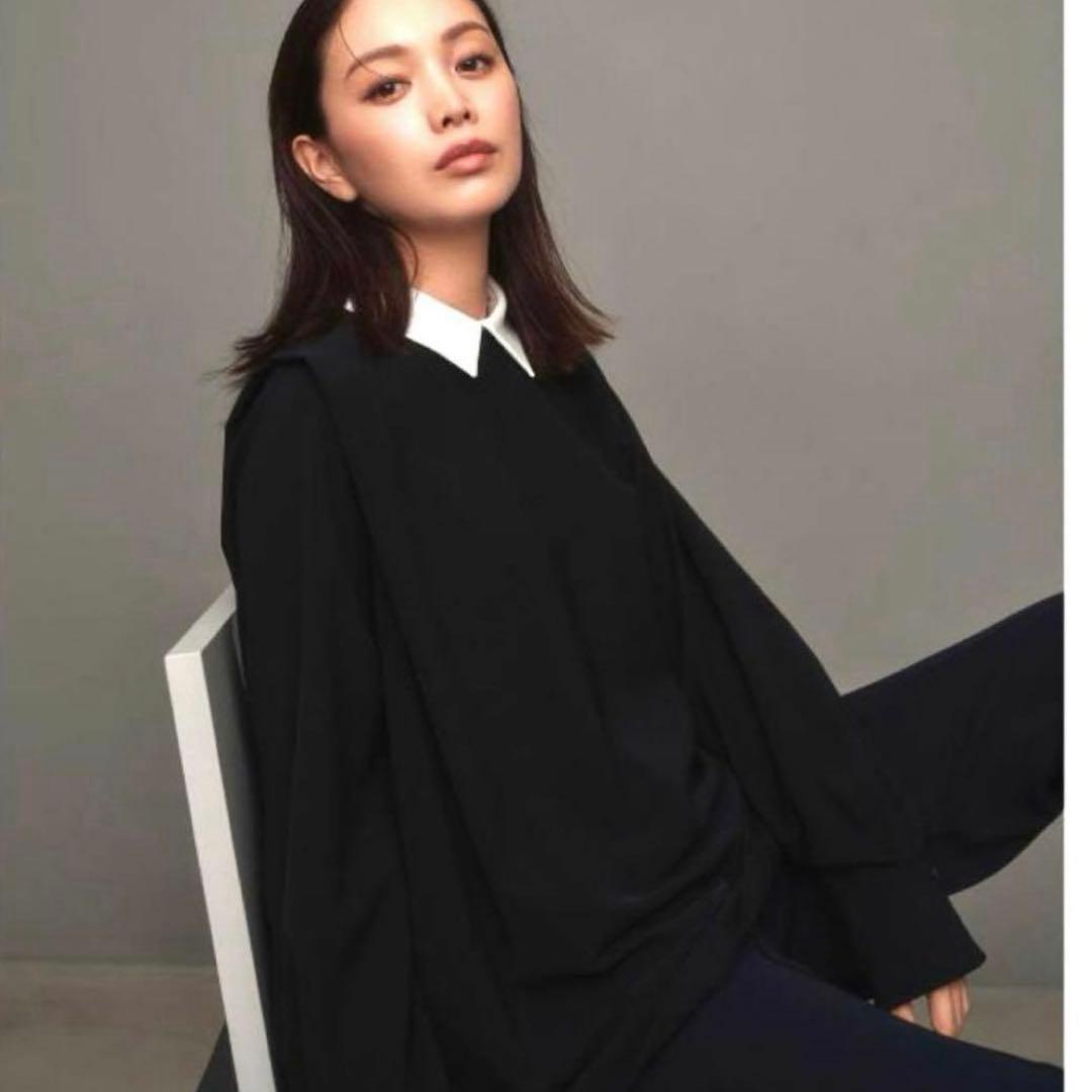 新品 CADUNE カデュネ ネイビー 3way襟付きブラウス セレモニー 濃紺