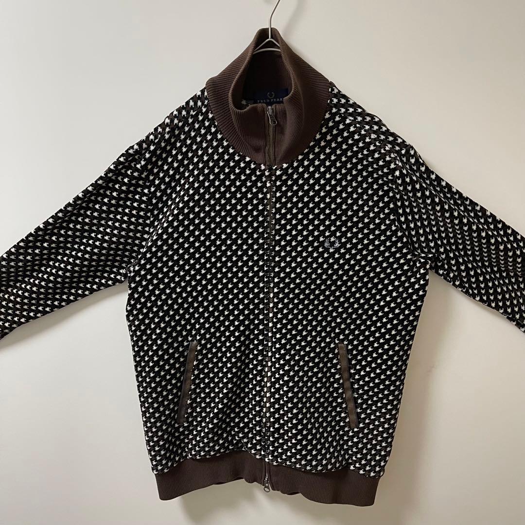 ベロア美品】フレッドペリー刺繍トラックジャケット古着ジャージ 千鳥