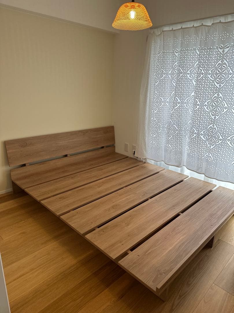 【組み立て済み】ローベッド、ダブルベッドフレーム タンスのゲン ローベッド ダブル ベッドフレーム ベッド コンセント