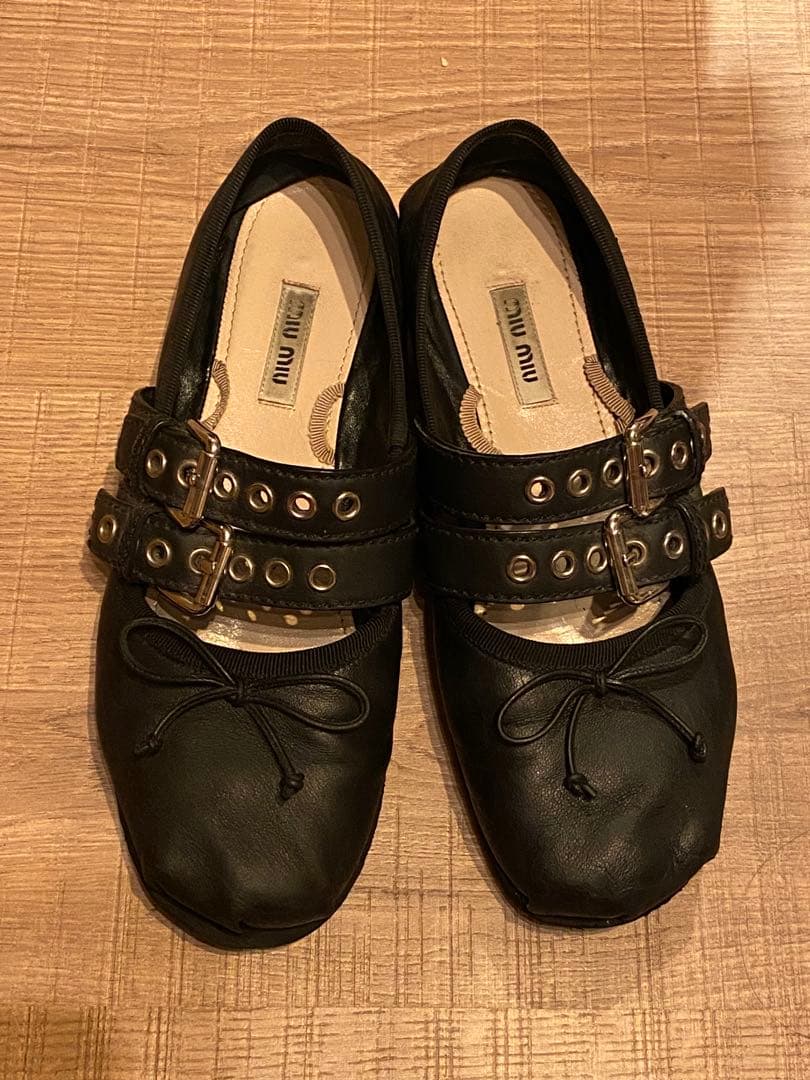 Miumiu バレリーナシューズ　37 ☆関税込☆MIU MIU☆ミュウミュウ サテンバレリーナ シューズ