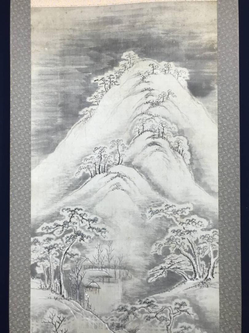 真作】牧櫻山/雪景山水図/山水図/掛軸/名家伝来/AC-529