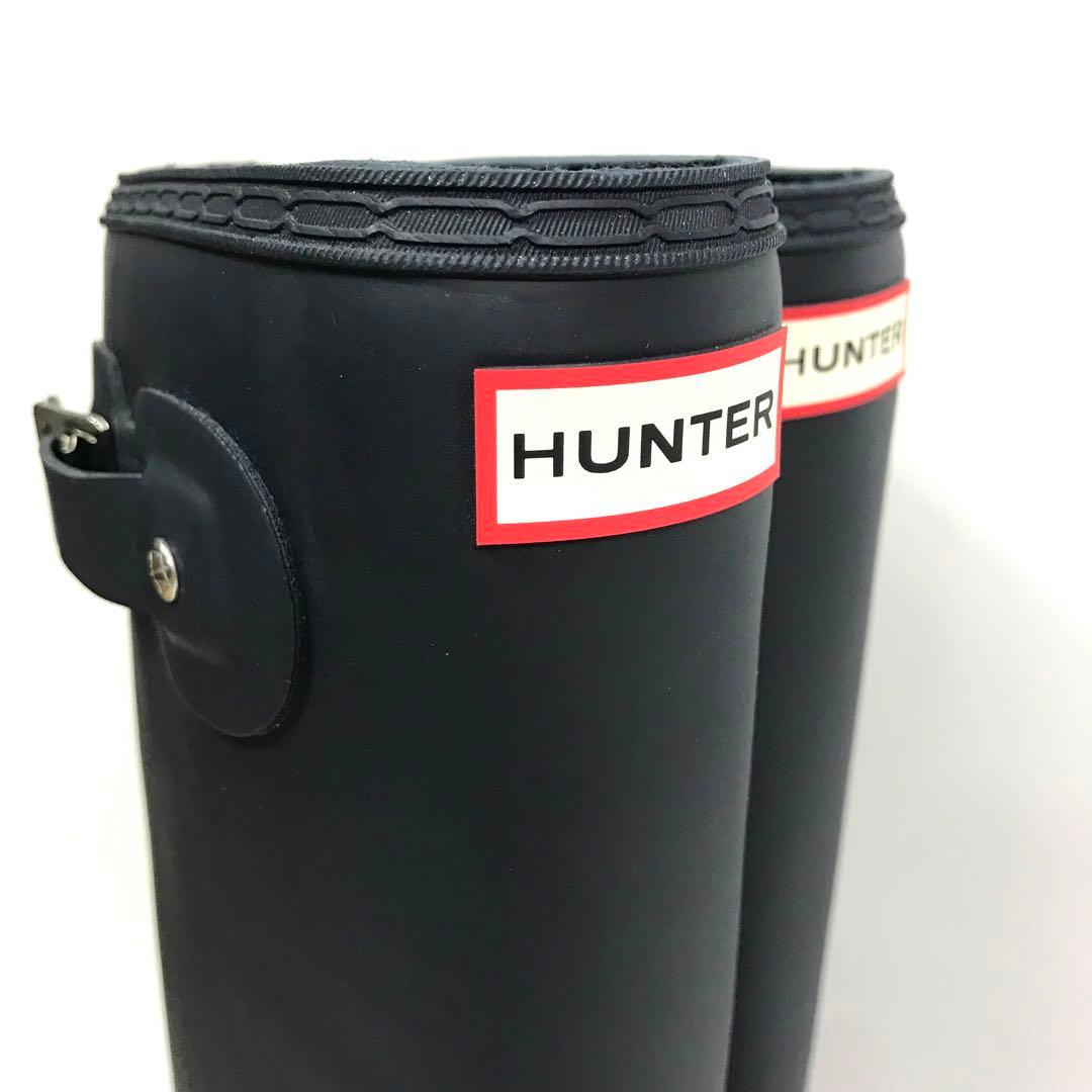 美品 ハンター レインブーツ バックル付き UK6 24.5cm ブラック 袋付