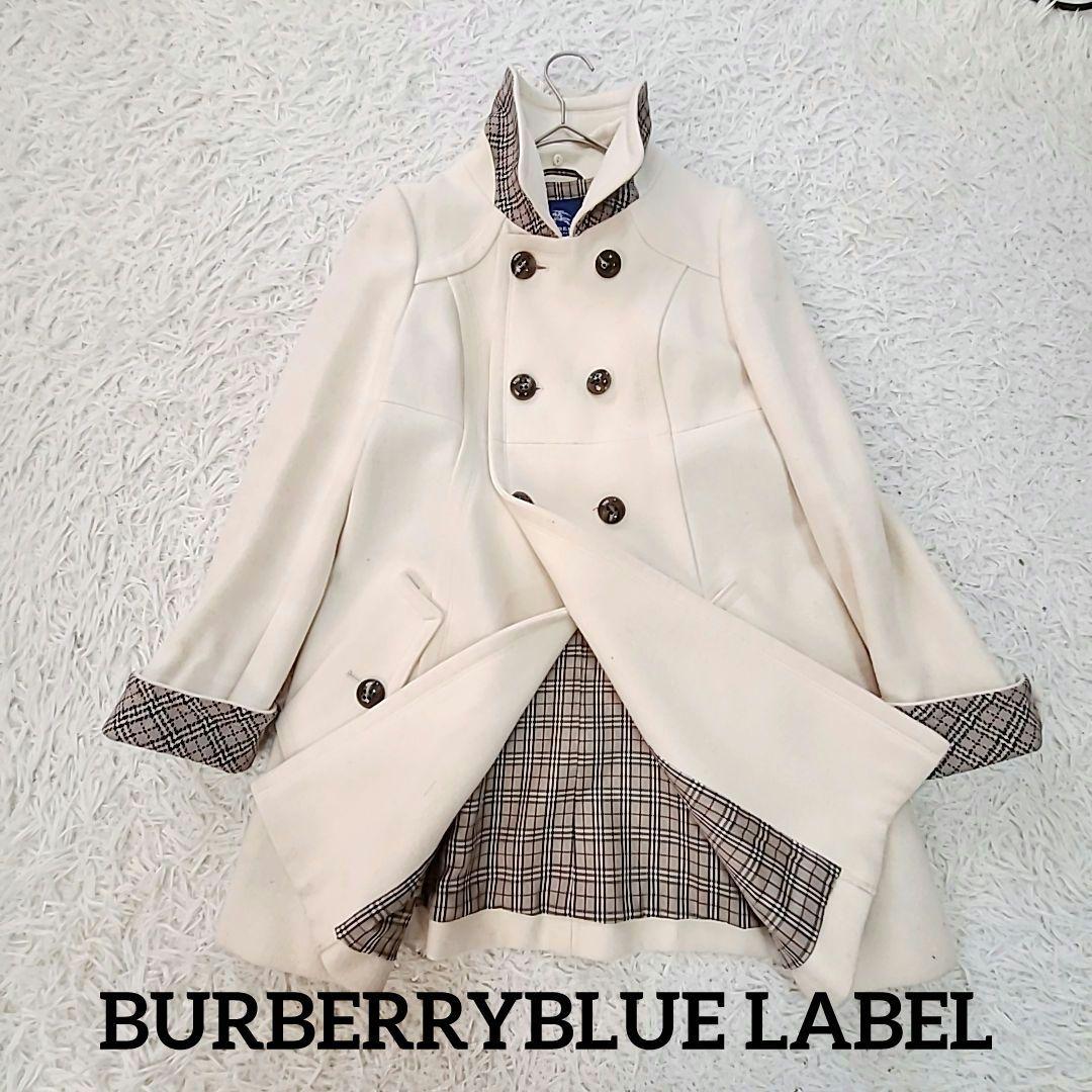 バーバリー・ブルーレーベル 裏ノバチェック コート アイボリー S BURBERRY BLUE LABEL（バーバリーブルーレーベル） 良品 裏地ノバ