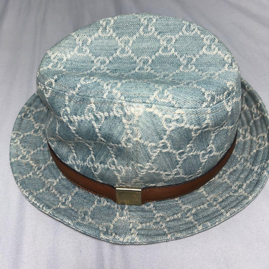 GUCCI デニムバケットハット ブラウンベルト GUCCI デニムバケットハット ブラウンベルト GUCCI デニムバケット