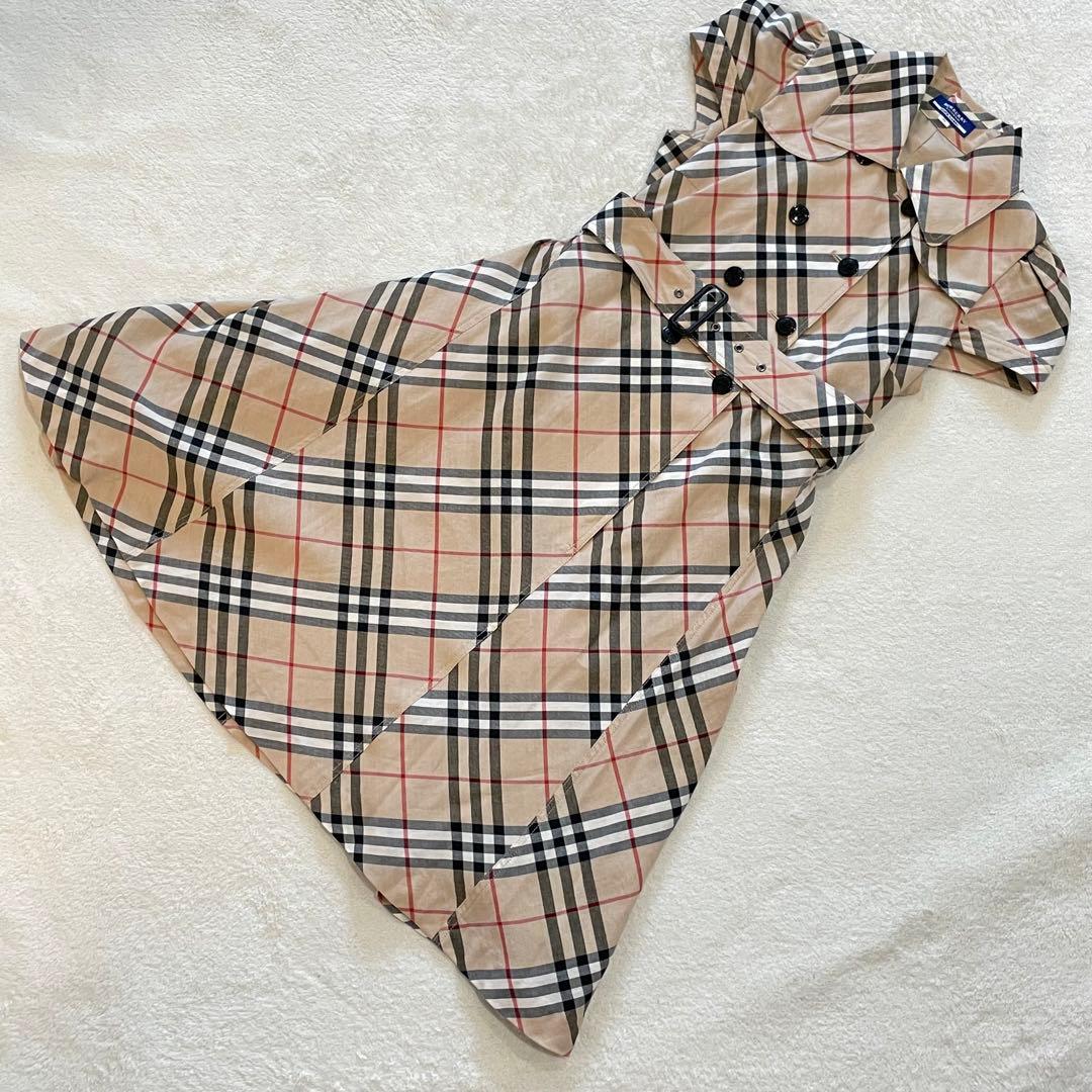 バーバリーブルーレーベル ワンピース ノバチェック フレア ベルト