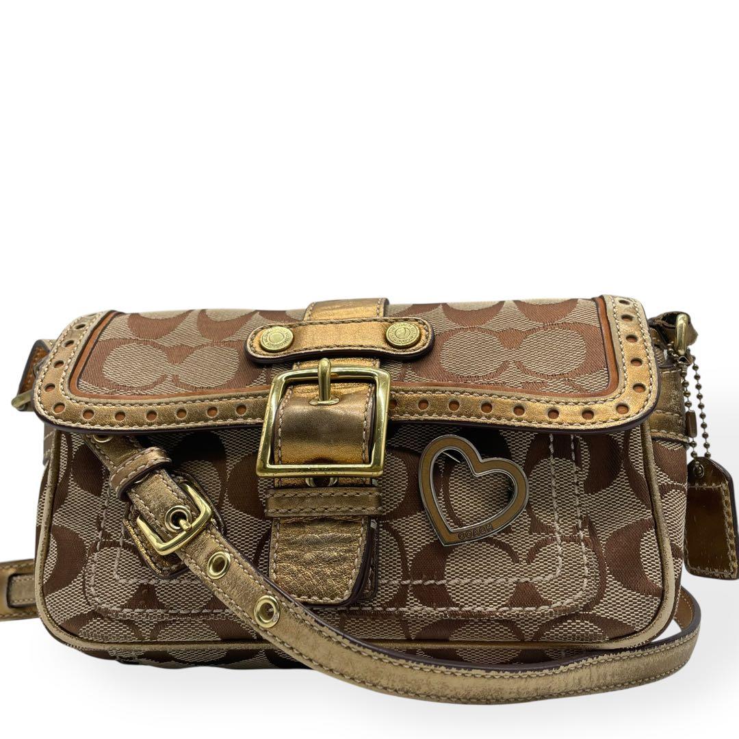 良品 希少 COACH コーチ ショルダーバッグ ソーホー ベージュ ゴールド