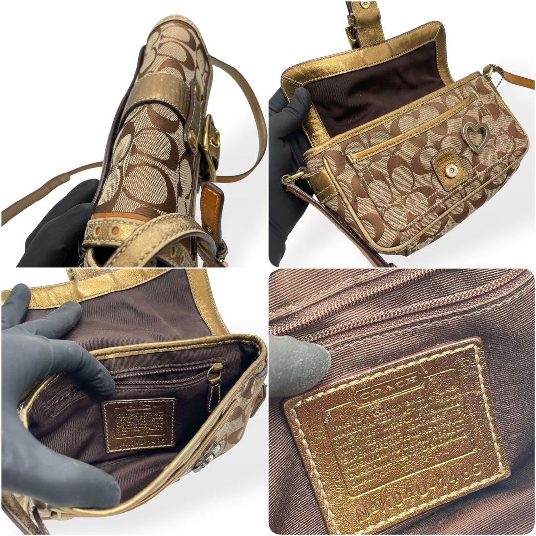 良品 希少 COACH コーチ ショルダーバッグ ソーホー ベージュ ゴールド