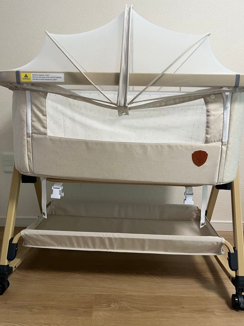 ベビーベッド メッシュサイド ベージュ bedguard04.jpg