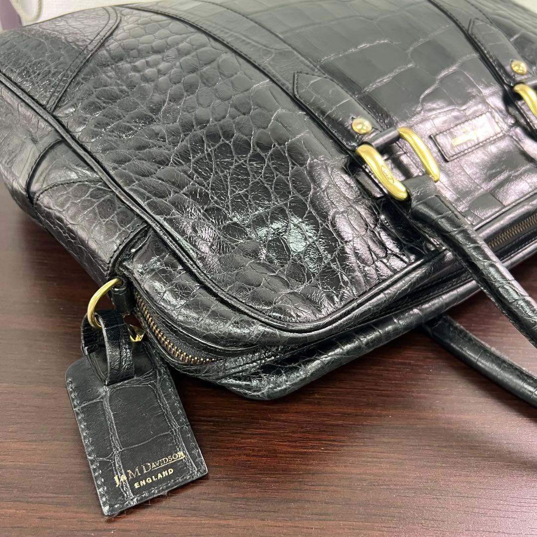 ⭐️定価25万 J&M Davidson クロコ型押しビジネスバッグ ブラック