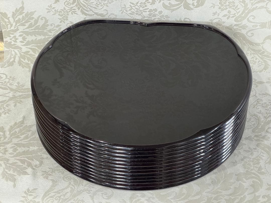 ほぼ美品】懐石盆 半月盆 縁起の良い梅の花型 リバーシブル12