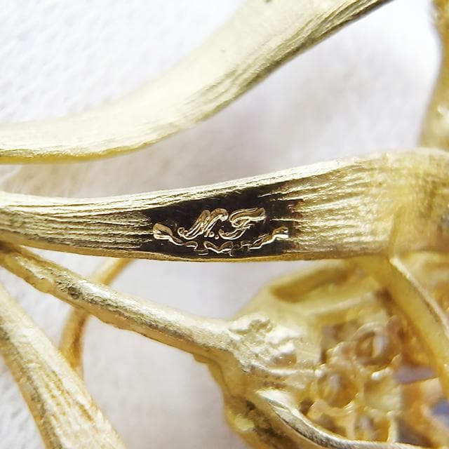 ★ 海の声★中嶋邦夫 タンザナイトダイヤモンドブローチ K18 8.9g