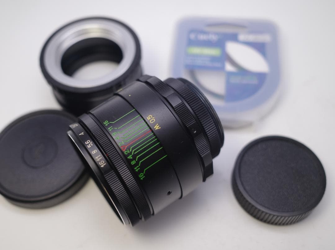 79未使用ぐるぐるボケレンズヘリオス44-2M42アダプター付