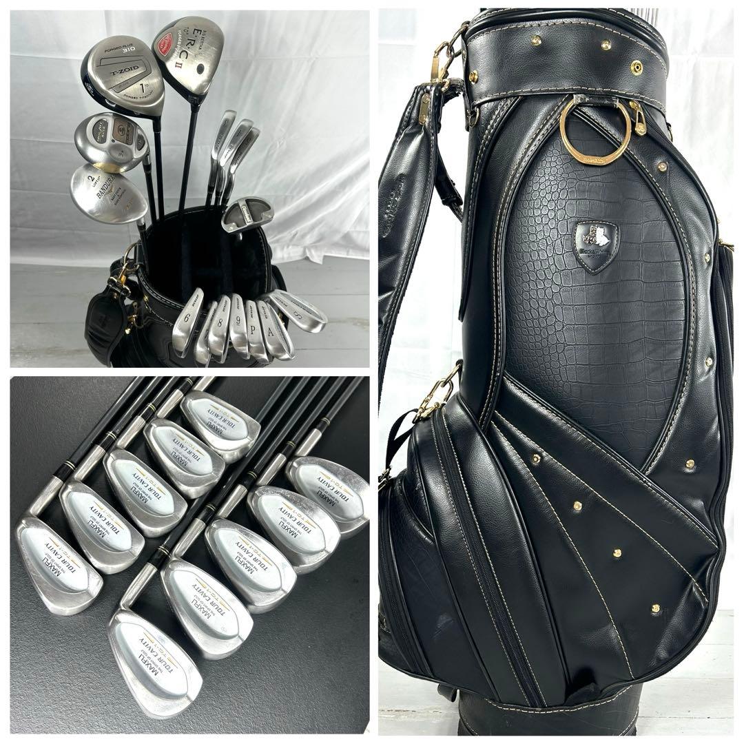 本格派 メンズゴルフクラブ 15本 フルセット ブラック&ホワイト お試し