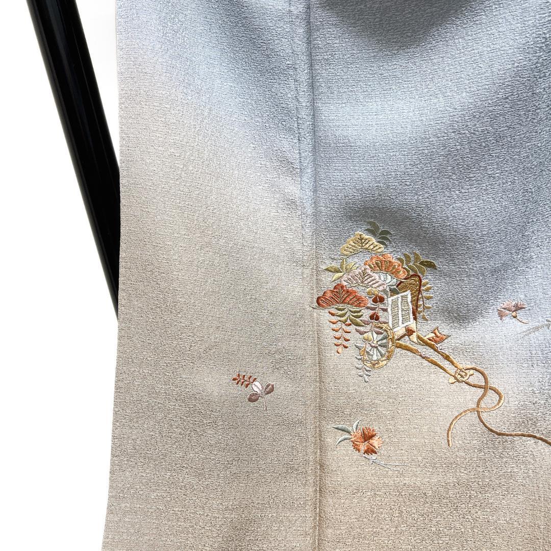 未着用 付け下げ 刺繍 御所車 松 竹 花 紋無し 着物 123b d ms - メルカリ