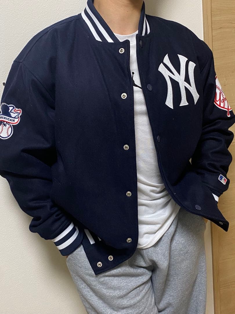 Fanatics NY Yankees ネイビー ジャケット Fanatics ヤンキース LOGO NYLON STADIUM JACKET ネイビー