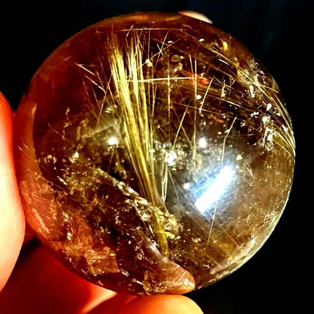 42mm 虹入りゴールドルチルクォーツ　丸玉　スフィア　金針水晶 超大玉 62mm 虹入りゴールドルチルクォーツ 丸玉 スフィア 金針水晶