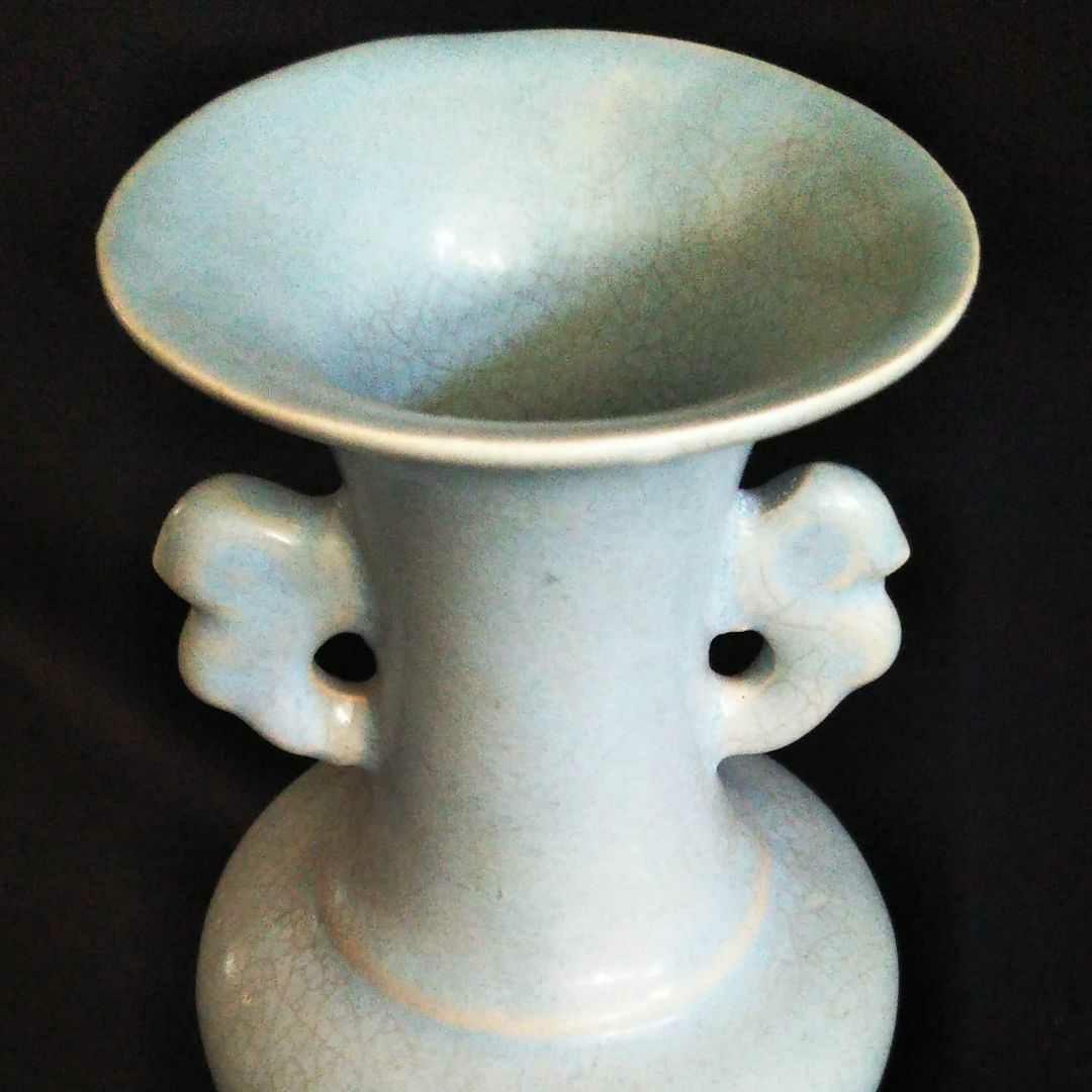 中国古美術/青磁隻耳龍瓶/