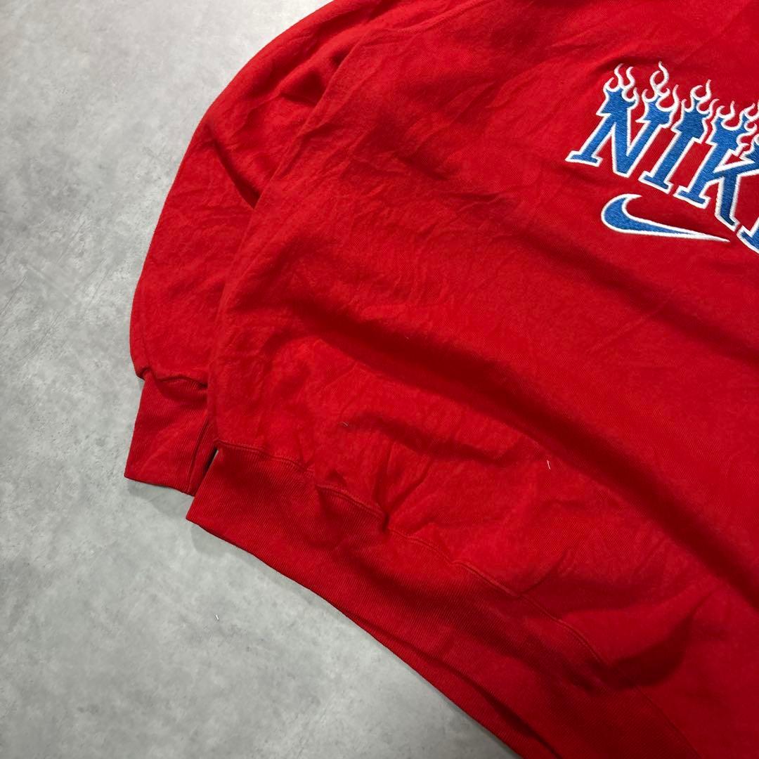NIKE 90s スウェット トレーナー 刺繍ロゴ ファイヤー オレンジ M