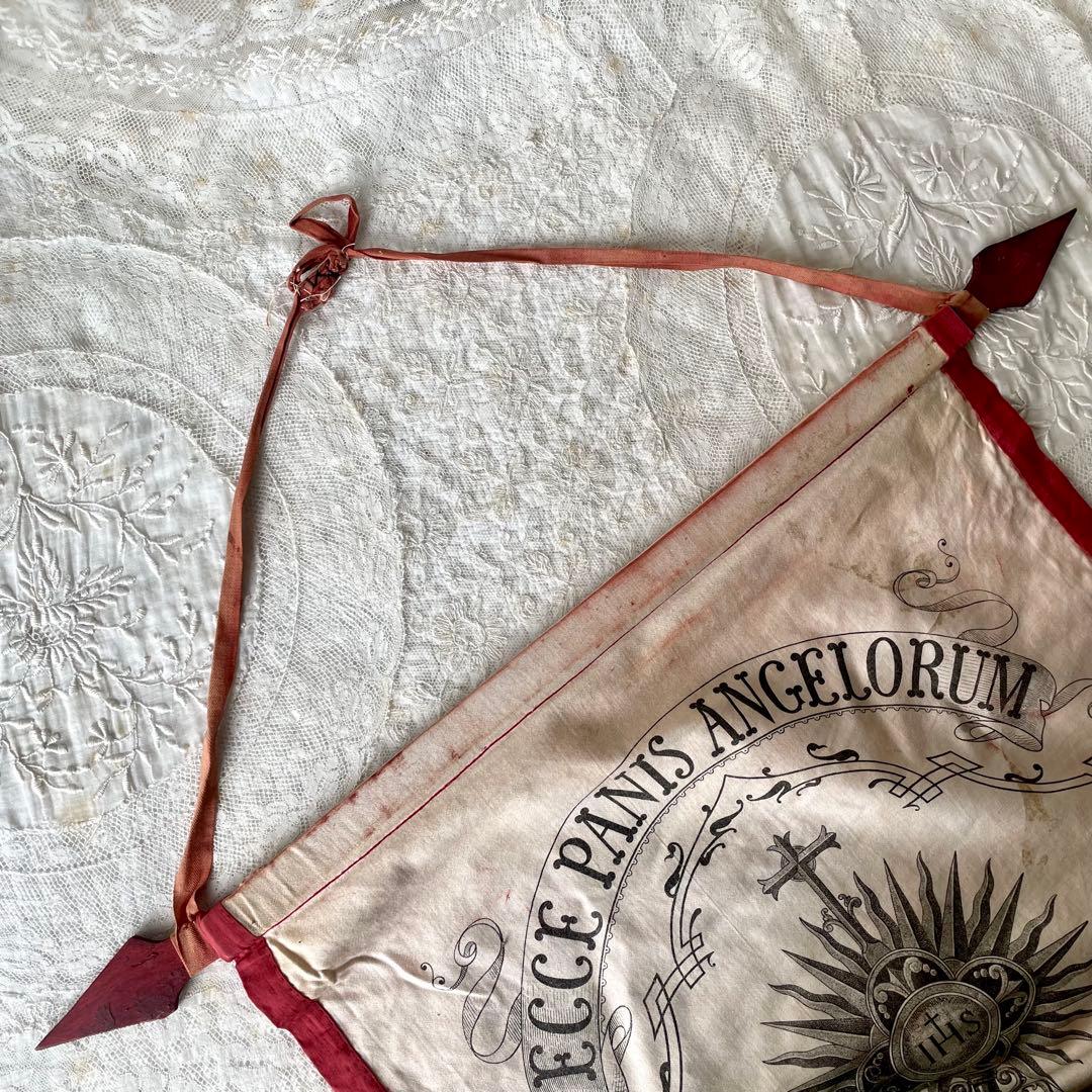 希少】教会用バナー 天使 エンジェル 旗 19世紀 フランスアンティーク
