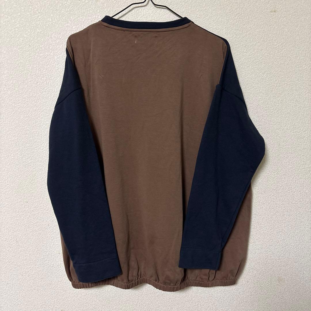 ネイビーとブラウンの長袖トレーナー BLACK EYE PATCH バーガンディ