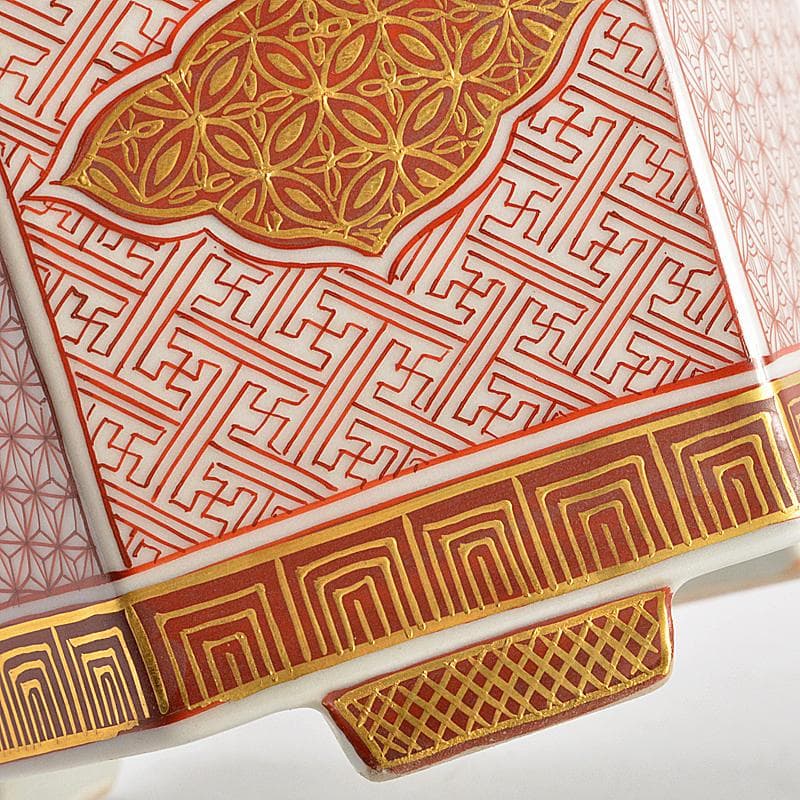 茶道具 九谷焼 西野昭弘 昭月造 本金赤細書小紋 香炉 共箱 U R6040