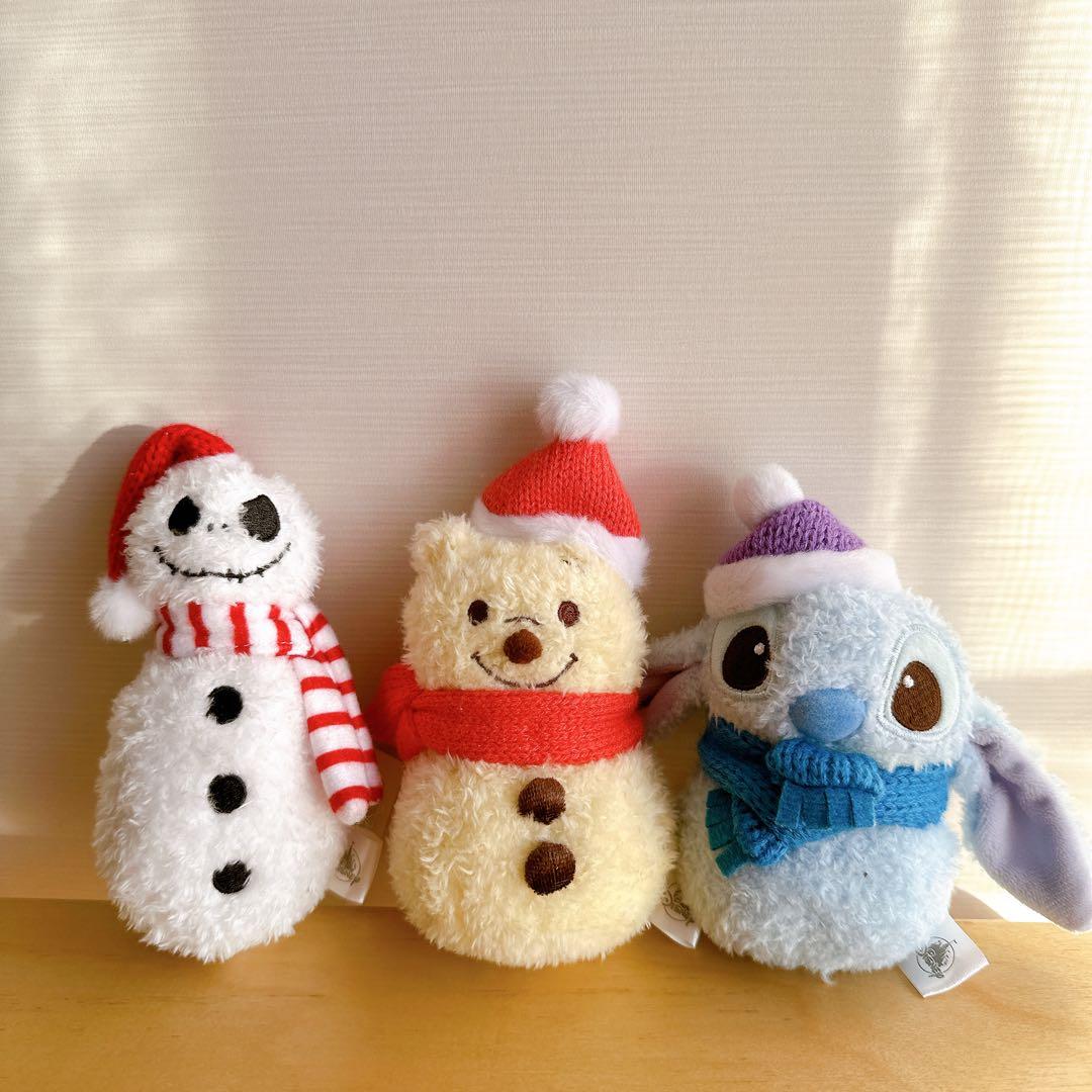 ディズニーストア スティッチ 雪だるま プラッシュキーホルダー3点週末