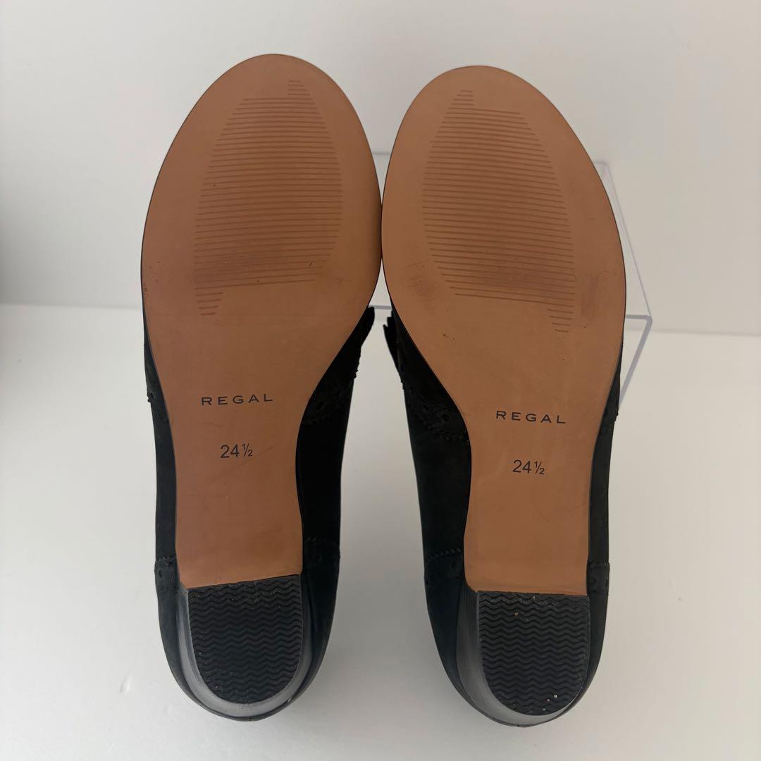 REGAL リーガル タッセル フリンジ ローファー 太ヒール 24.5cm 黒