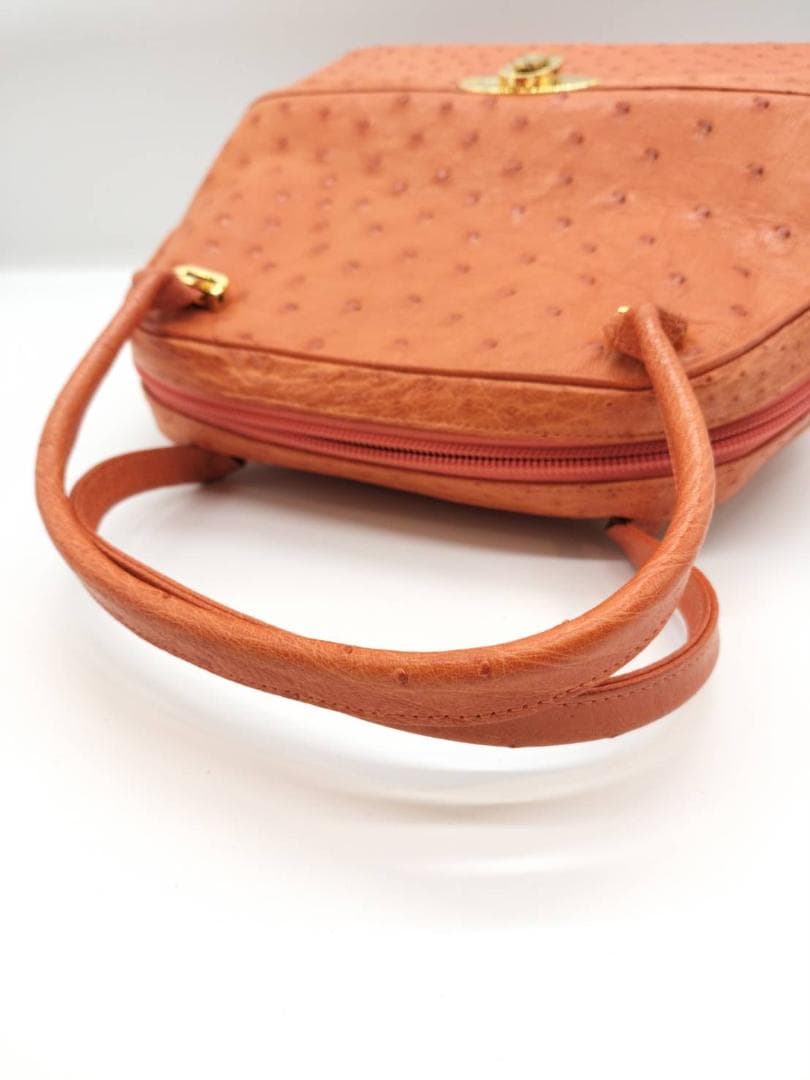 □COMTESSE□オーストリッチ バニティ型 ハンドバッグ オレンジ - メルカリ