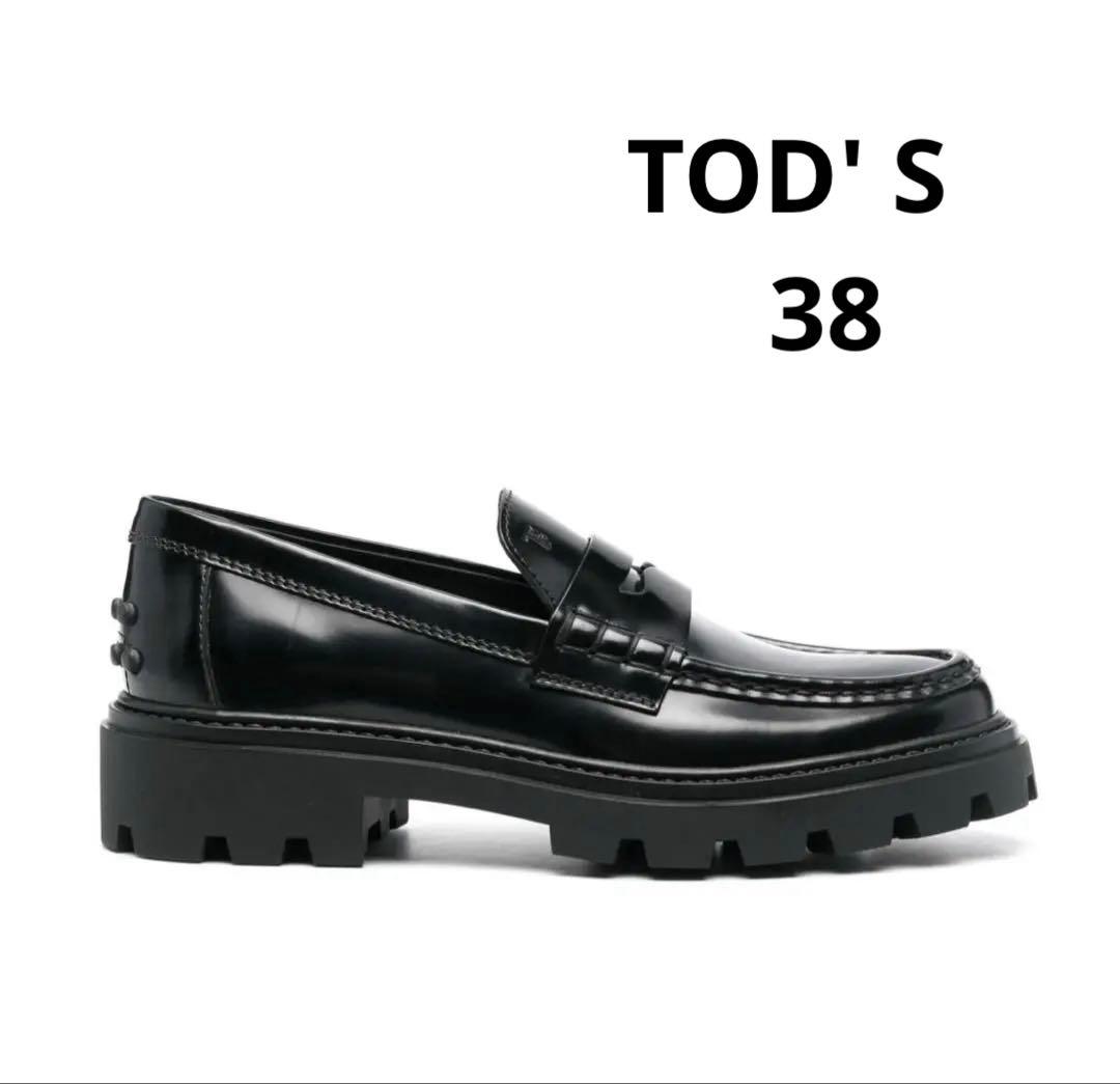 【TOD’S】トッズ ローファー ブラック 38 美品✨ TOD'S（トッズ） TODS ローファー XXW08J0GF80SHA Tチェーン メタル