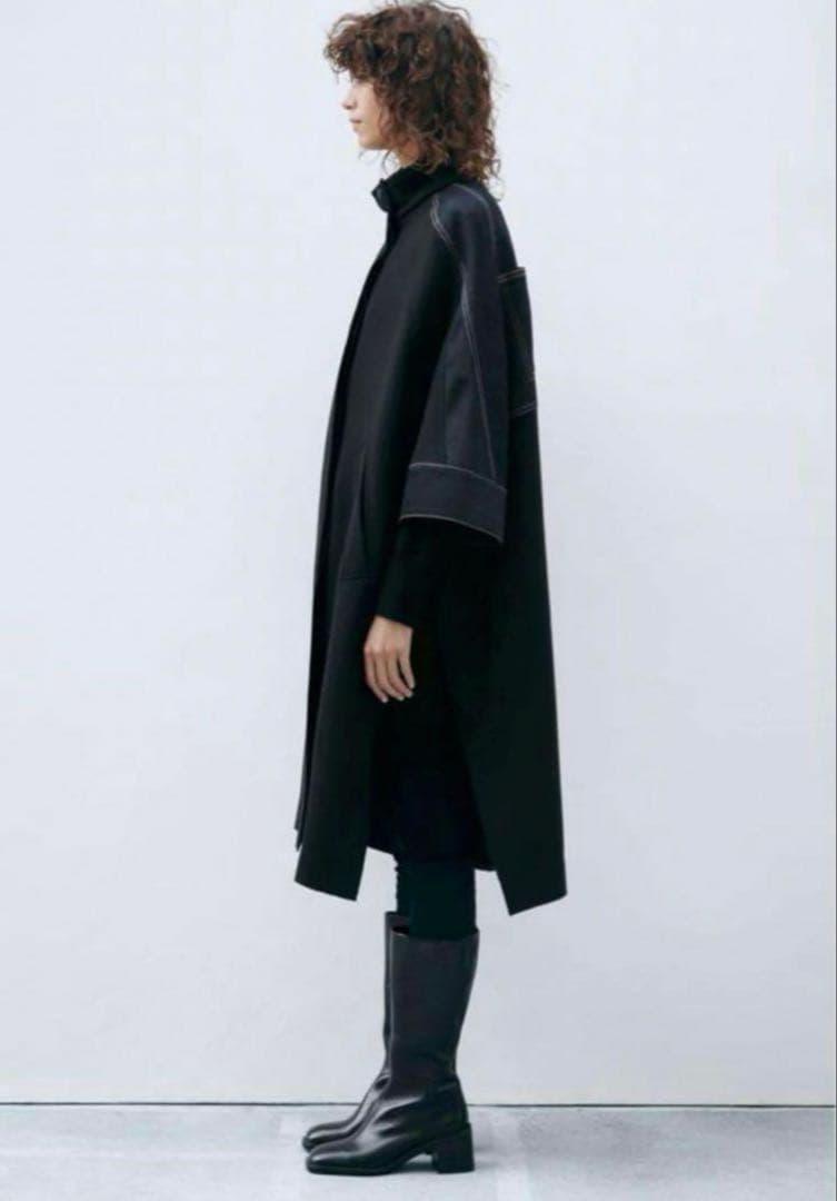希少】ZARA ポンチョコート MANTECO デニム M ブラック - メルカリ