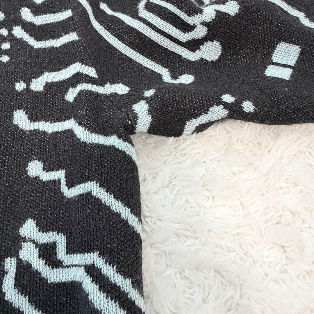 良い 希少 ICE&TECHNO 回路図柄 ハイネックニット ブラック ブルー M