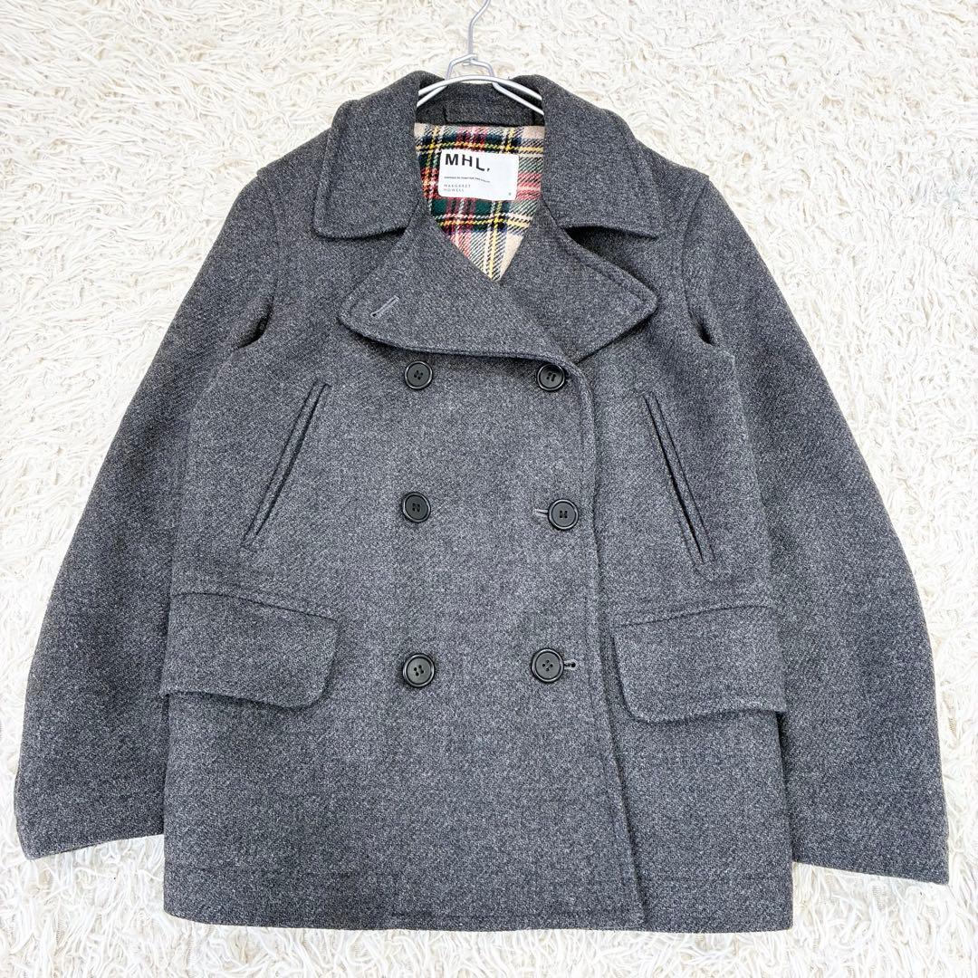 MHL. ウール Pコート 裏地チェック グレー マーガレットハウエル 2