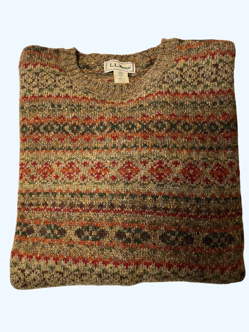L.L.Bean 80s スコットランド製 ウール ニット 柄
