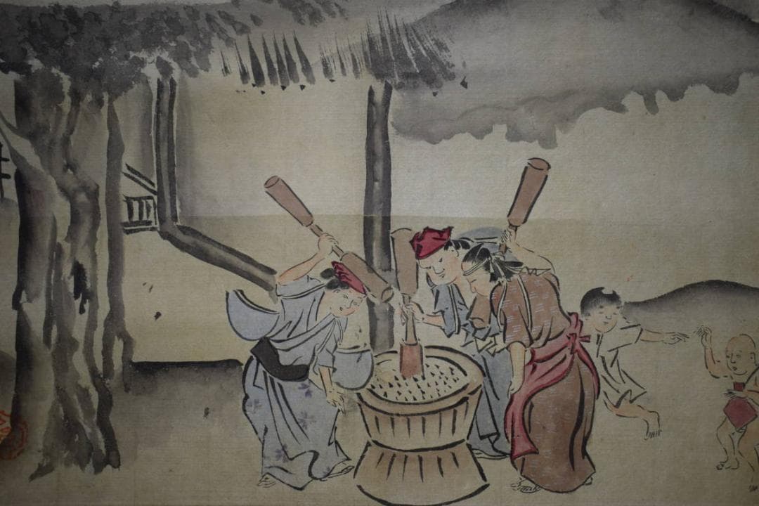 複製/渡辺崋山/味噌作り人物図/工芸/布袋屋掛軸HH-8 複製/渡辺崋山/