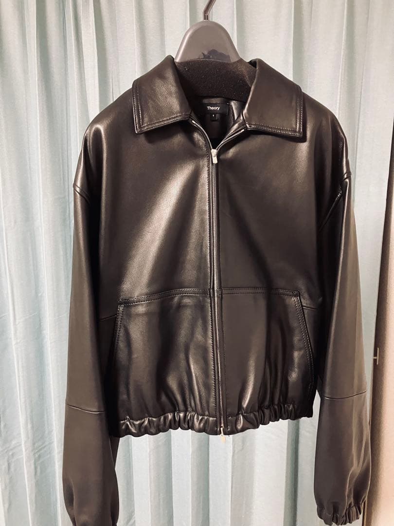12/31まで　theory セオリー　羊革レザージャケット　レディース　黒　s theory（セオリー）の「Theory Speed Leather Sahral Jacket