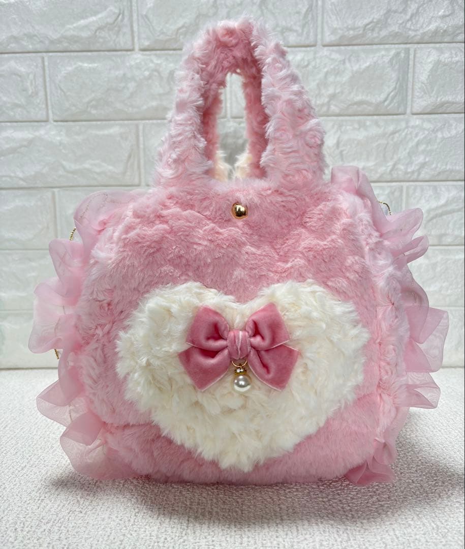そ*2様 コヤンイサムチョン ハンドメイド ファーフリルバッグ ピンク