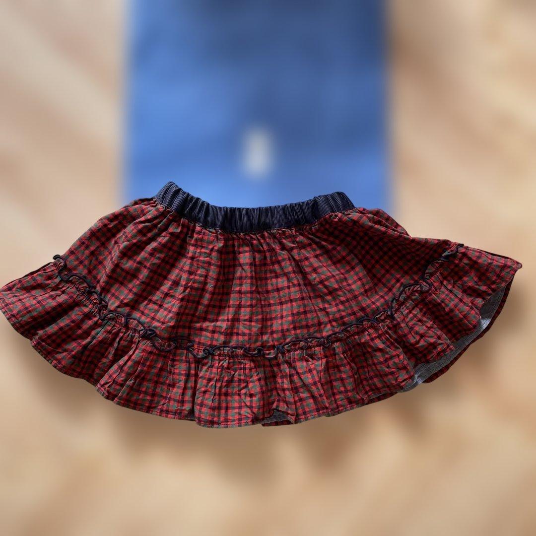 ファミリア リバーシブル スカート 赤チェック 80 - メルカリ