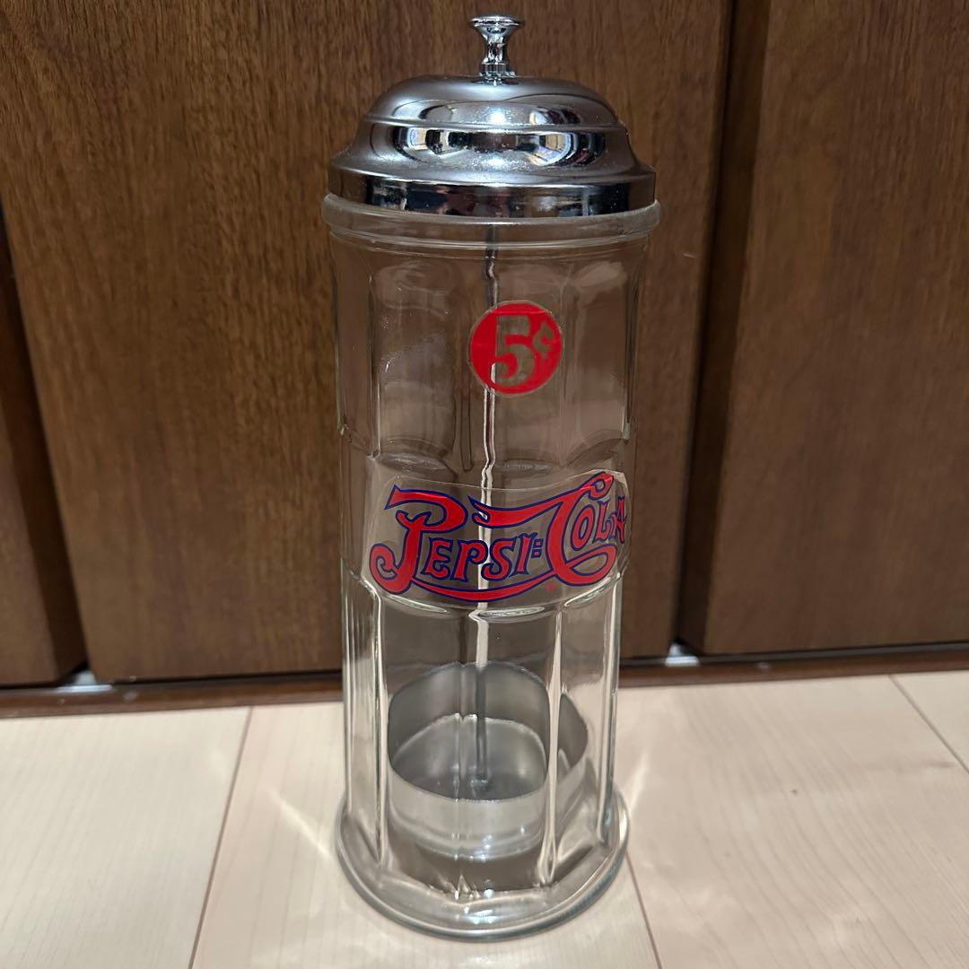 Vintage】PEPSI COLA ストロー ディスペンサー ガラスケース