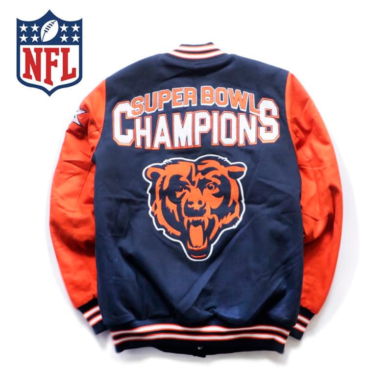 激レア NFL シカゴ ベアーズ チャンピオン 刺繍 スタジャン ジャケットXL