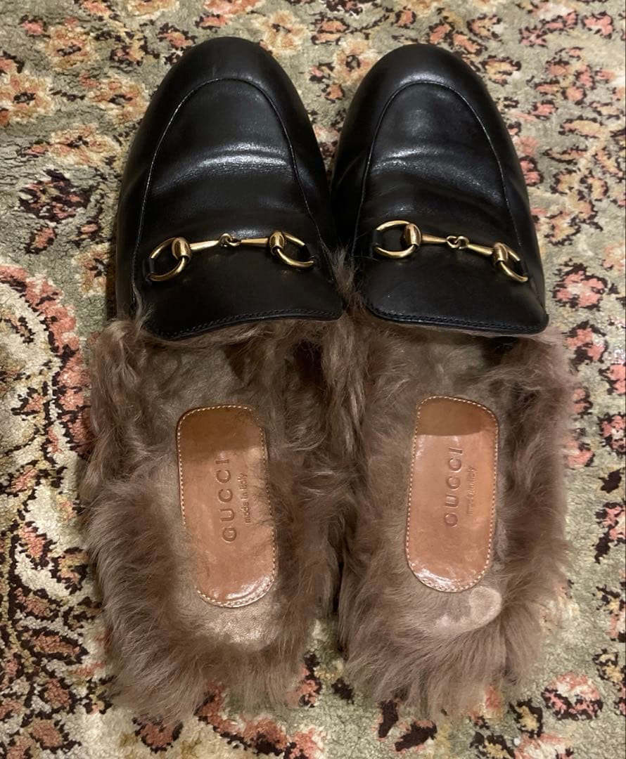gucci プリンスタウン ファー スリッパ グッチ ミュール ホースビット